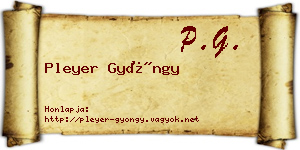 Pleyer Gyöngy névjegykártya